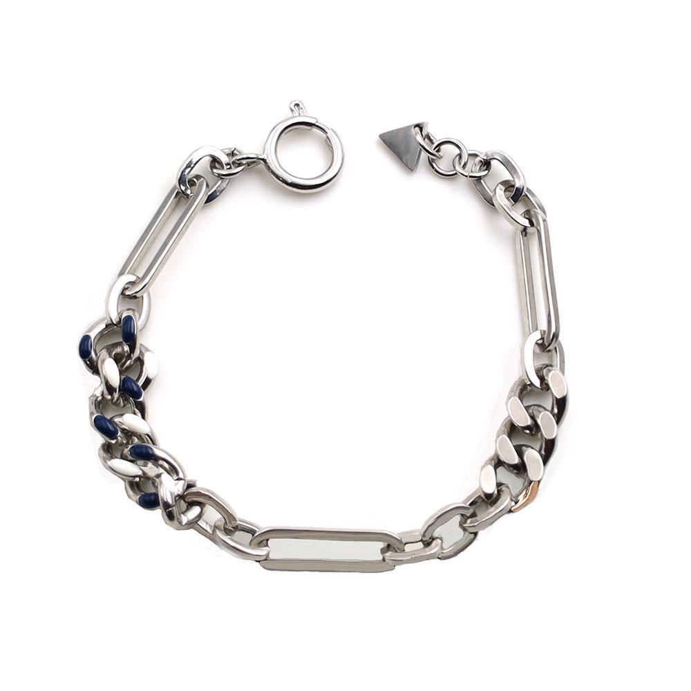 Jewelry Blue Epoxy Cuban Chain Splicing Bracelet Premium Titanium Steel Hand Jewelry