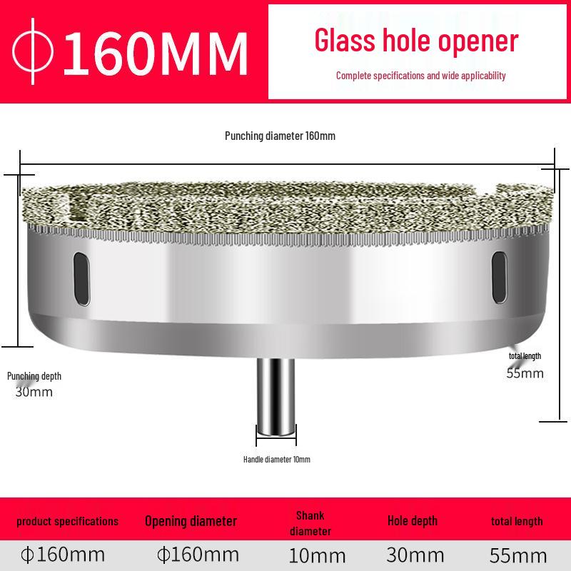 Emery Glass & Tile Drill Bit, 3-200mm Rotary Hole Saw for Marble