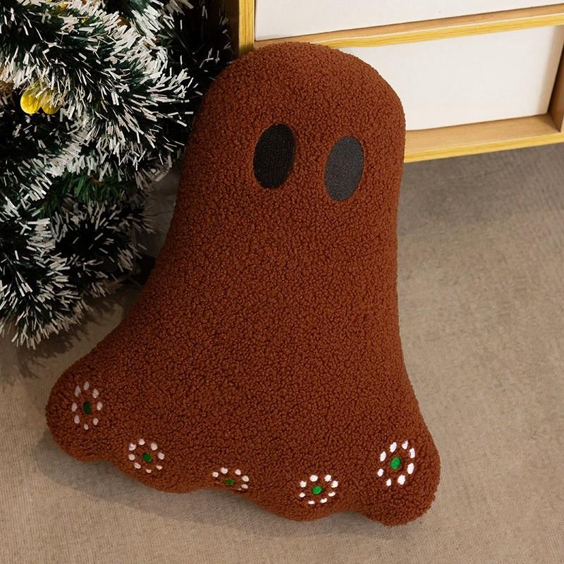 Halloween Ghost Plush Cushion With Embroidered Design For Living Room Decor