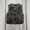 Vintage Suede Spliced Rex Rabbit Fur Vest, Double-sided Can Wear Thickened Fur Vest for Women
