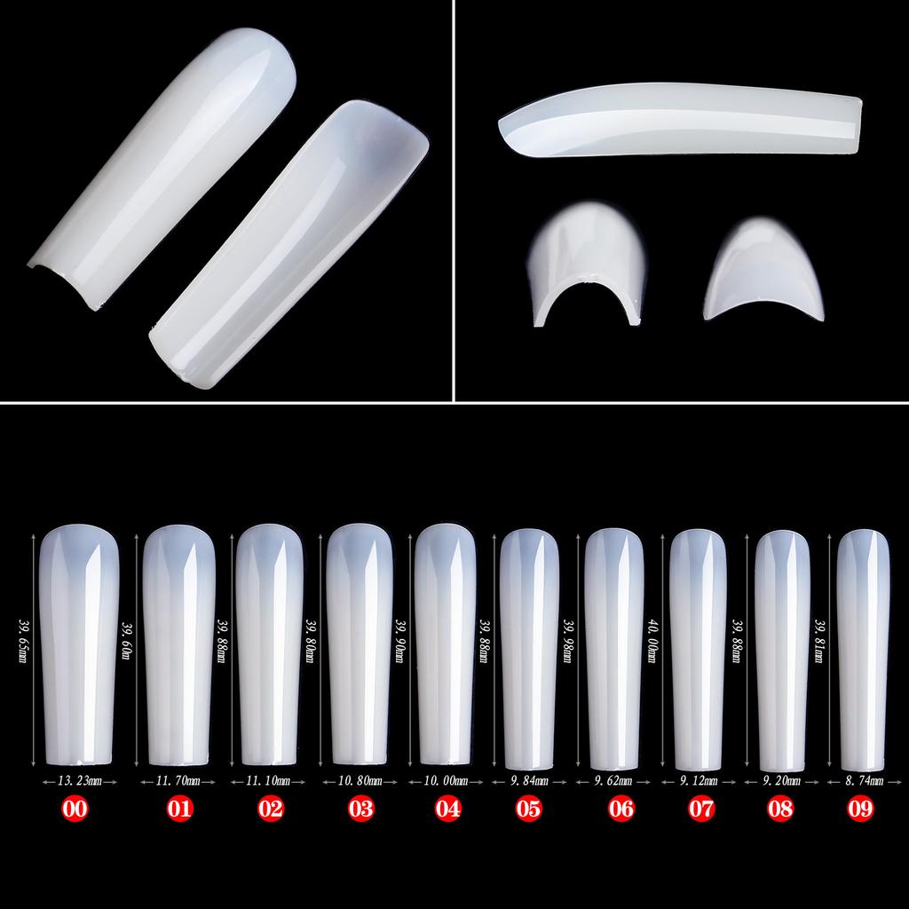 500PCS Extra Long Ballet False Nails Square White Clear XXL Press On Acrylic Nails Full Cover Fake Tips Manicure Extension Tools