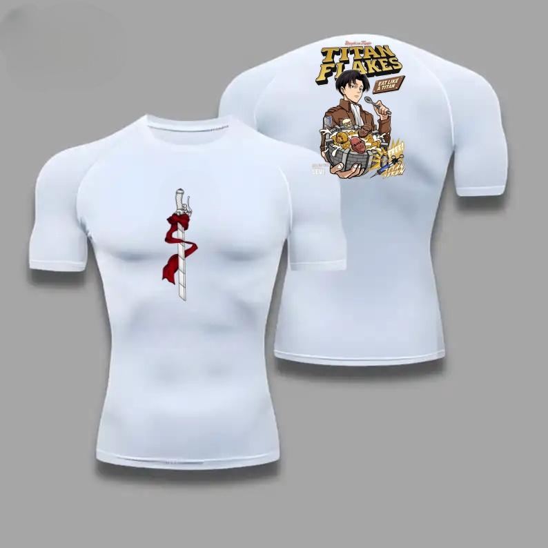 Men Compression T-Shirt Fitness Running Sports Quick-Dry Wings Freedom Breathable Short Sleeves Stretchy Fabric Summer Workouts