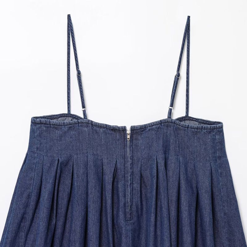 Kaslead New Arrival Women's Clothing Fashion Style Fashion Denim Straight Collar Camisole Dress 0250080