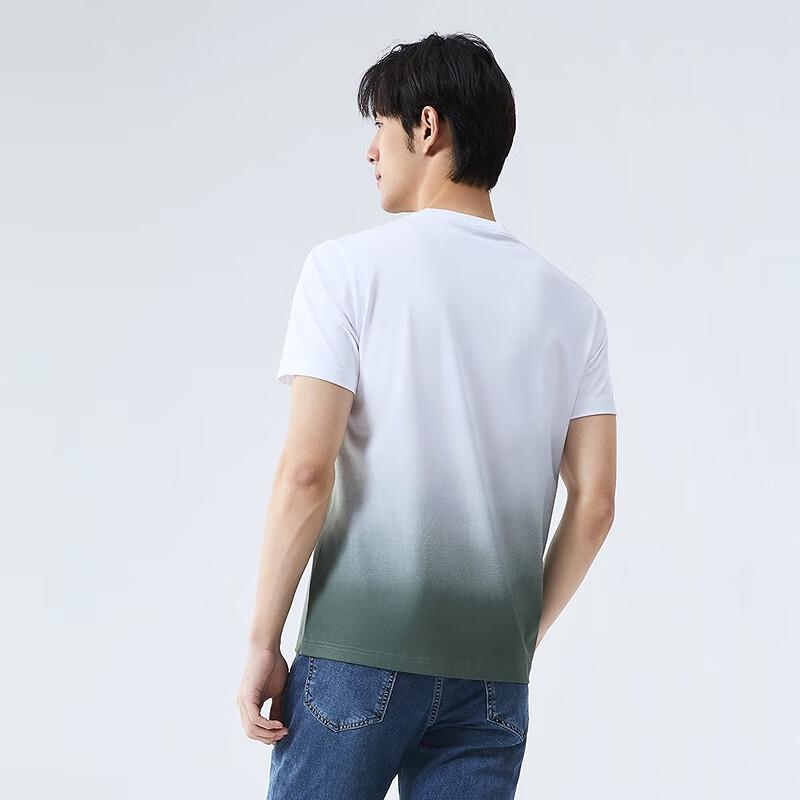 Qipai Men s Ice Algae Mud Gradient Print Round Neck T-shirt 3XL