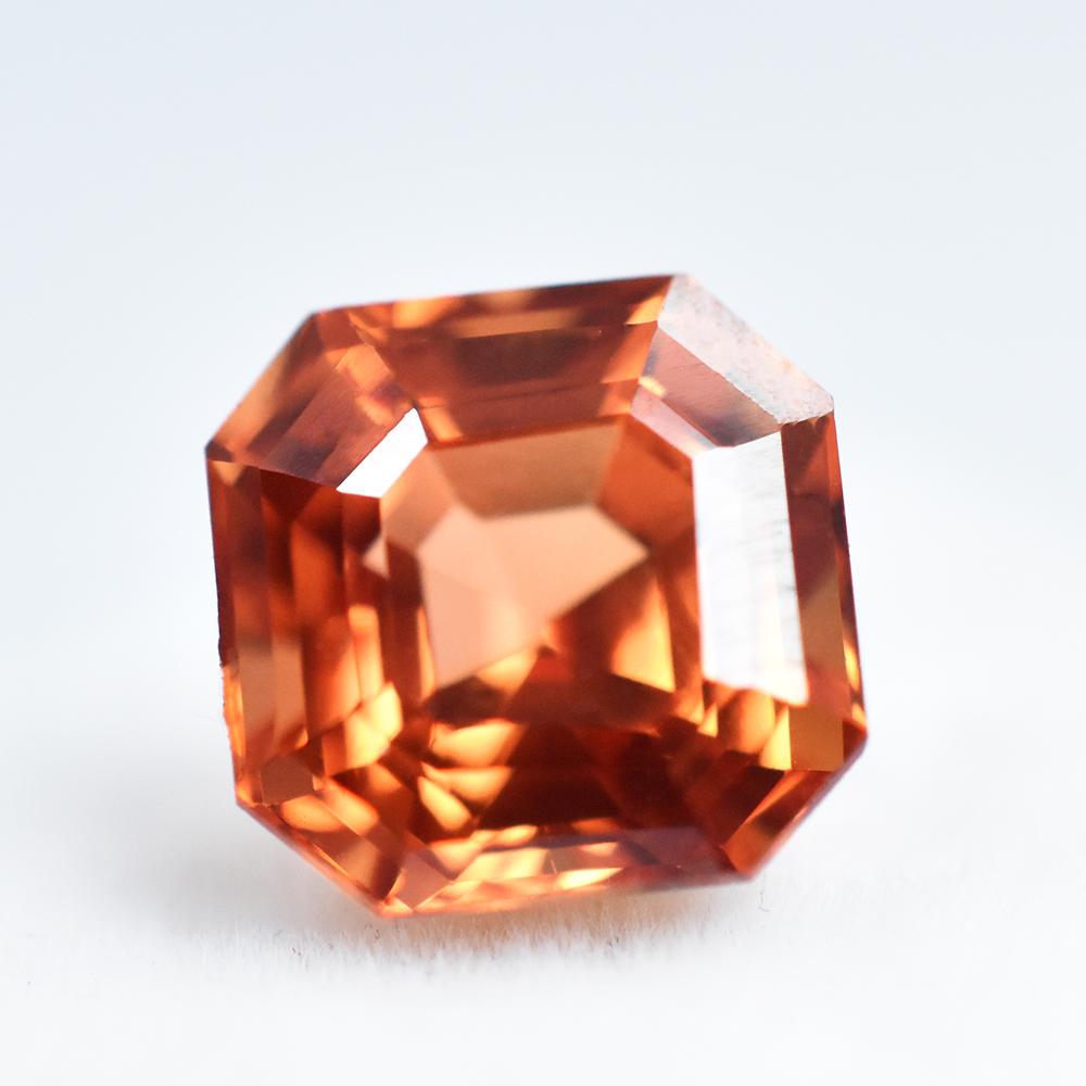 Natural Orange Sapphire Loose Gemstone 4.20 Ct Brilliant Square Cut September Birthday Birthstone