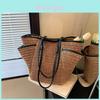 Borsa Tote Intrecciata Grande Capacità Estiva per Donna con Chiusura a Zip per Vacanze al Mare e Uso Quotidiano
