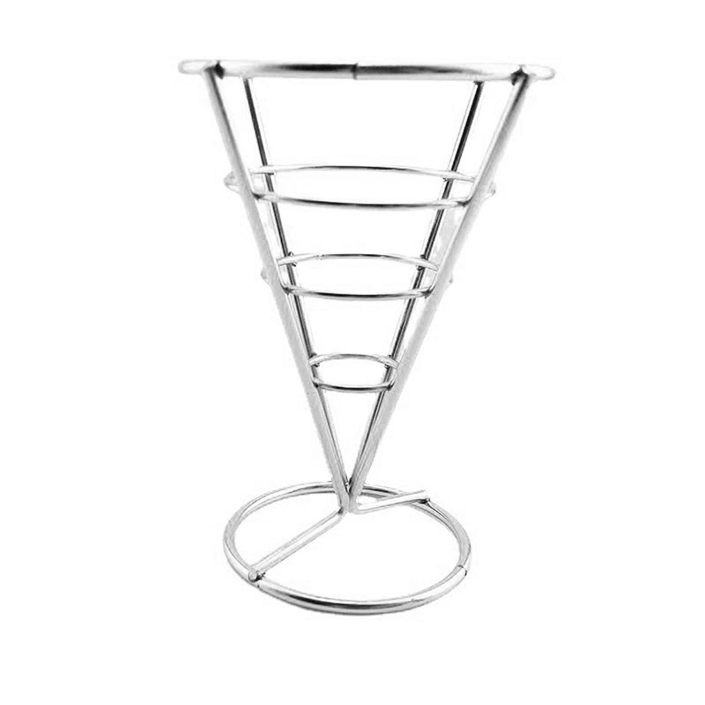 Metal Cone Basket Fry Holder French Fries Stand Snack Fried Display Rack