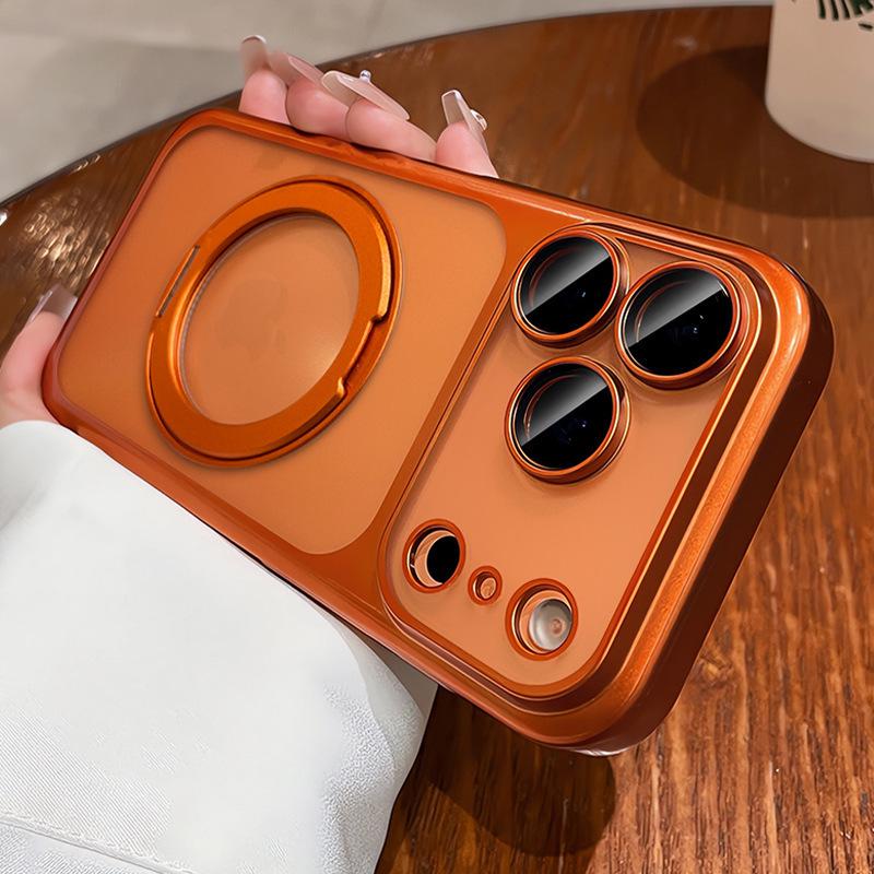 

Magnetic Pivot Stand-Compatible Electroplated Frosted iPhone 17 Case with Built-in Lens Protector iPhone 14 Pro Max