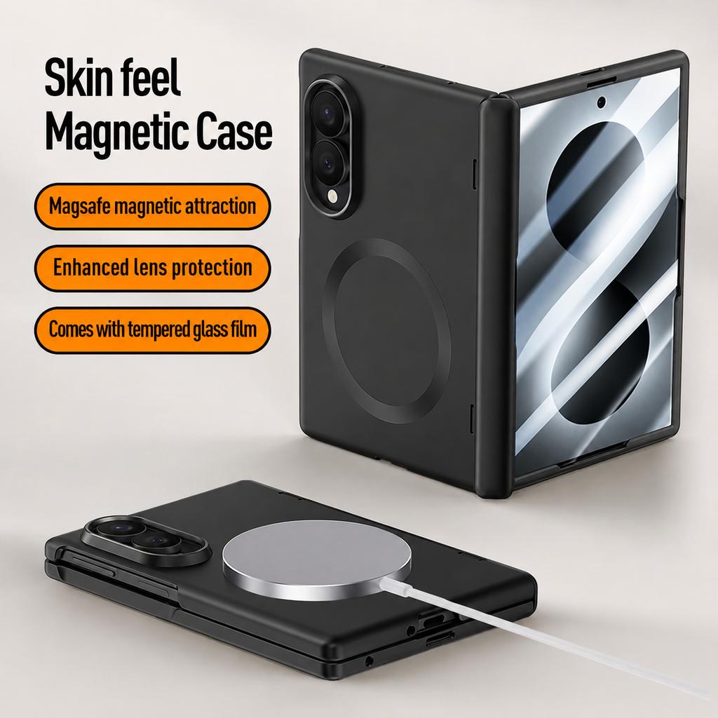 Support Wireless Charging Magnetic Glass Film Case for Samsung Galaxy Z Fold8 Fold 8 5G Full Body Protection Hinge Cover
