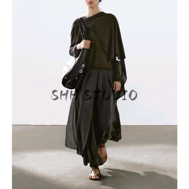 MD Spring and Summer Women's Clothing Linen Blended Art Department Stylish Scarf Collar Long Sleeves Sweater Knitwear 5783722
