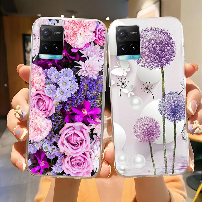 For Vivo Y21 2021 Y33S Case Cute Cartoon Painted Soft Clear Silicone Protect Phone Case For Vivo y33s y21 Y21s Back Cover Coque