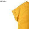 ZANZEA Women Casual V-Neck Summer Short Sleeve Long Dress