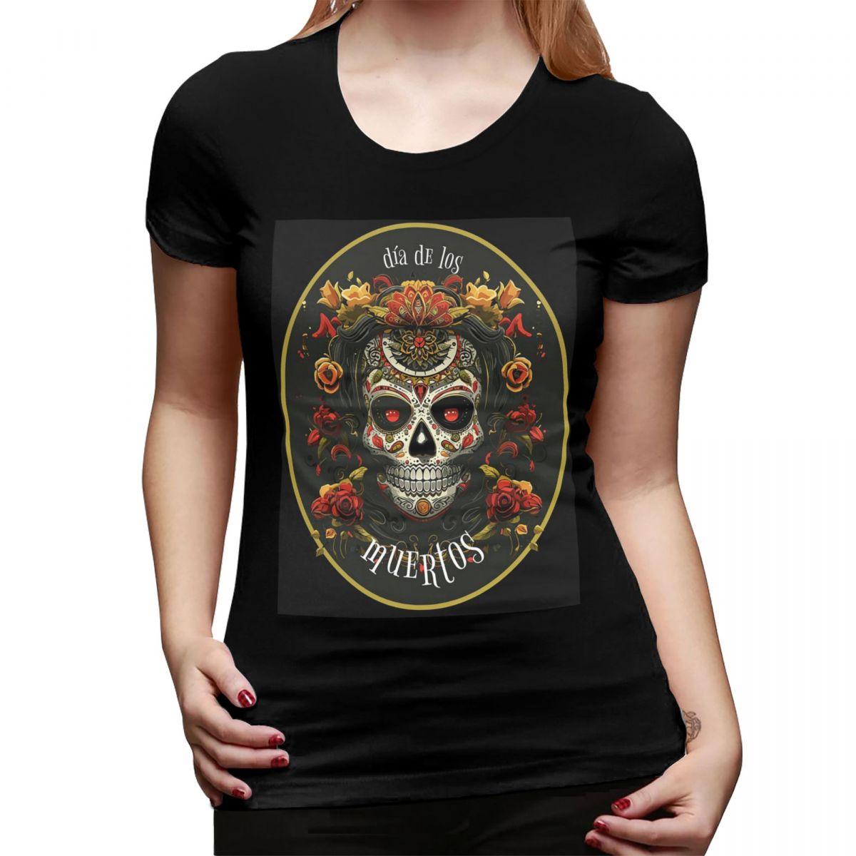 

Mexican Catrina Girl Day Of The Dead Sugar Skull TShirt for Women Crew Neck Streetwear T Shirts Womens Tees Short Clothes Tops 4XL
