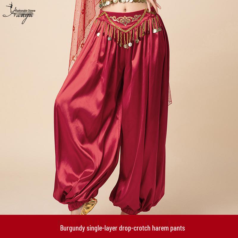 Fashion Huayu Indian Dance Costume: Adult Belly Dance Outfit with Xinjiang Dance Lantern Wide-Leg Pants