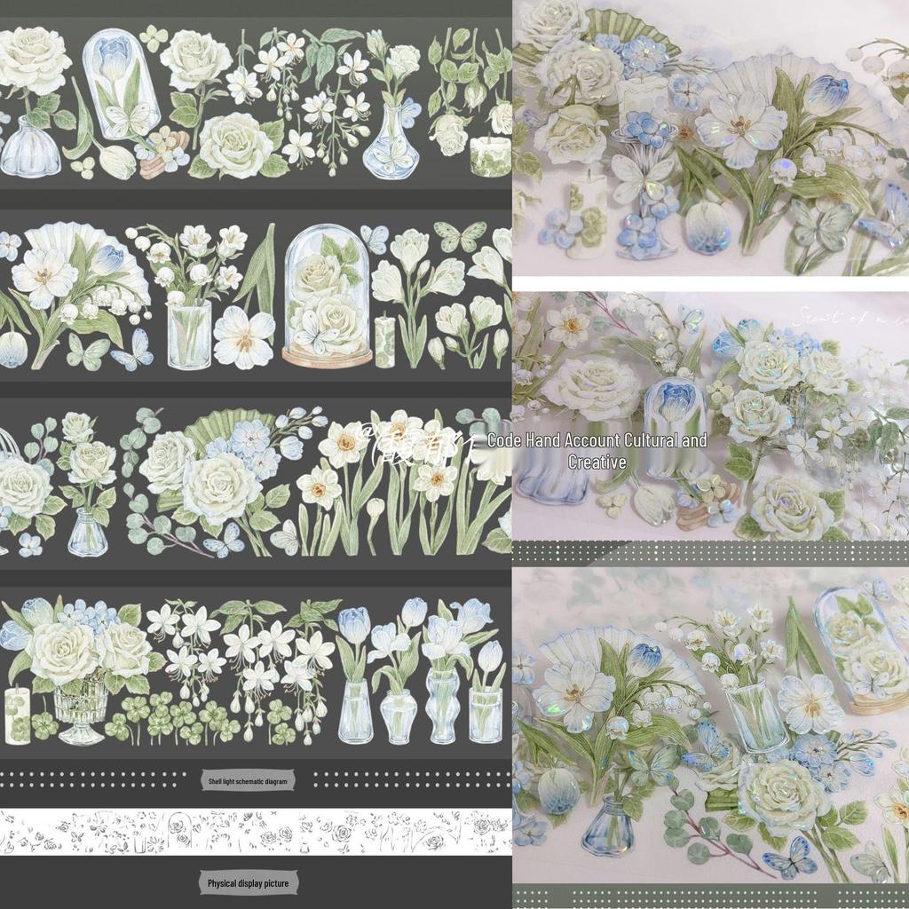 Falling Sunset Tide Washi Tape & Stickers for Journals: Flowing Hemp Ancient Style