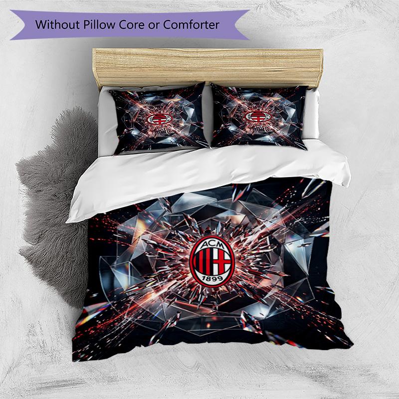Set Lenzuola Stampa AC Milan 3 Pezzi Morbido Delicato sulla Pelle Lavabile Copripiumino e Federe Set Stagione Unica Camera da Letto