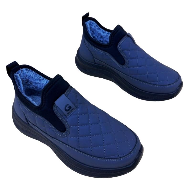 Men's Winter Velvet Slip-On Waterproof Casual Shoes - Non-Slip Soft Bottom for Middle-Aged Dads