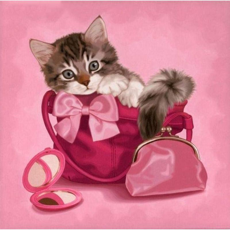 DIY 5D Malowanie Diamentami Śliczny Kot Diamentowa Sztuka Haft Zwierzęcy Ścieg Krzyżykowy Cyrkonie Pełna Okrągła Wiertarka Dekoracja Domu Prezent