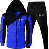 Mens Hooded Sportswear Set Long Sleeve Top Pants Casual Tracksuit Fall Lightweight Warm Cotton Blend