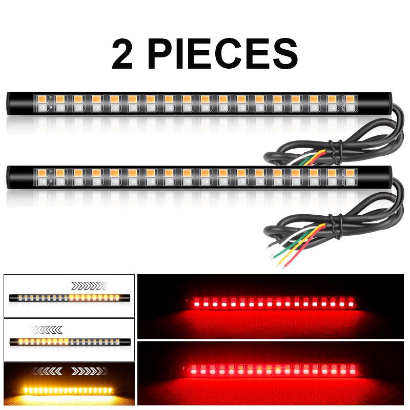 Flexible Motorcycle Rear Brake Light LED 12V DRL Turn Signal Lamp Stop Taillight 3-in-1 Flowing Indicator Light for Cafe Racer