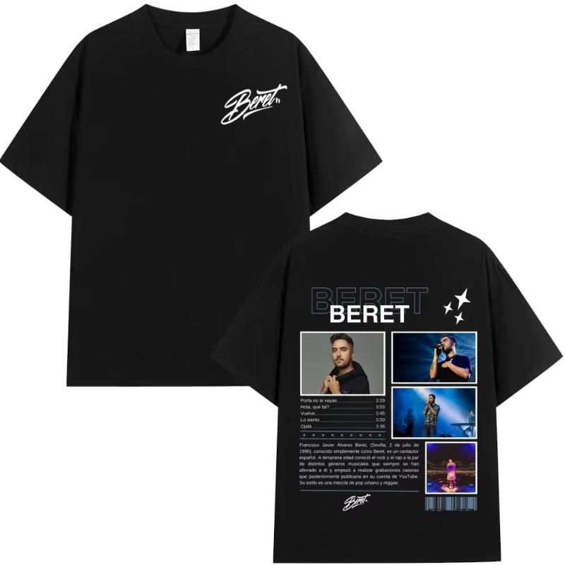 Rapper Beret New Album Tour 2025 Print Tshirt Unisex Unisex Fashion Casual Short Sleeve Tshirt Cotton Oversized T Shirts Streetwear