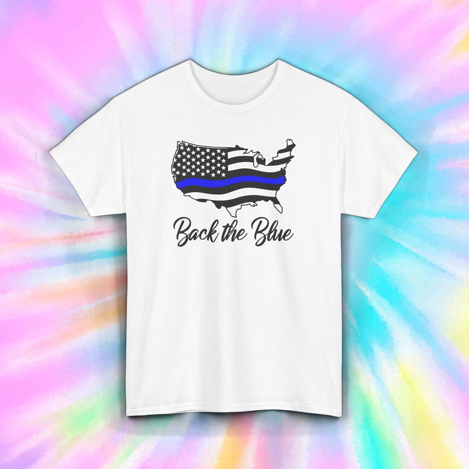 Back The Blue Shirt Thin Blue Line USA Map Police Support Tee S-5XL XL