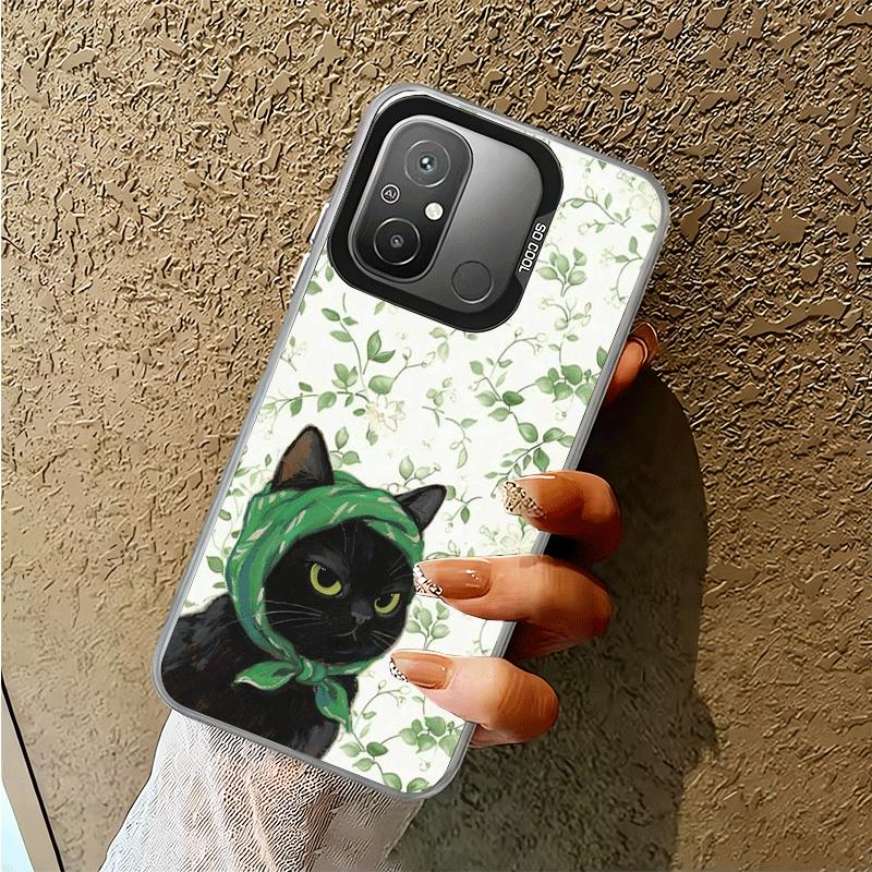 Cute Floral Headscarf Kitten Shockproof Phone Case for Xiaomi Poco X7 X6 X5 X3 Pro F7 Ultra M8 Redmi 15C 15 14C 13C 12C 10C 13 1