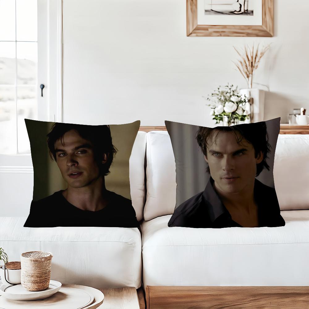 Vampire Diaries Starring D-Damon S-Salvatore  Pillow Case Office Cushions Suitable For Sofa Car Bedroom Decorative Cushion Cover