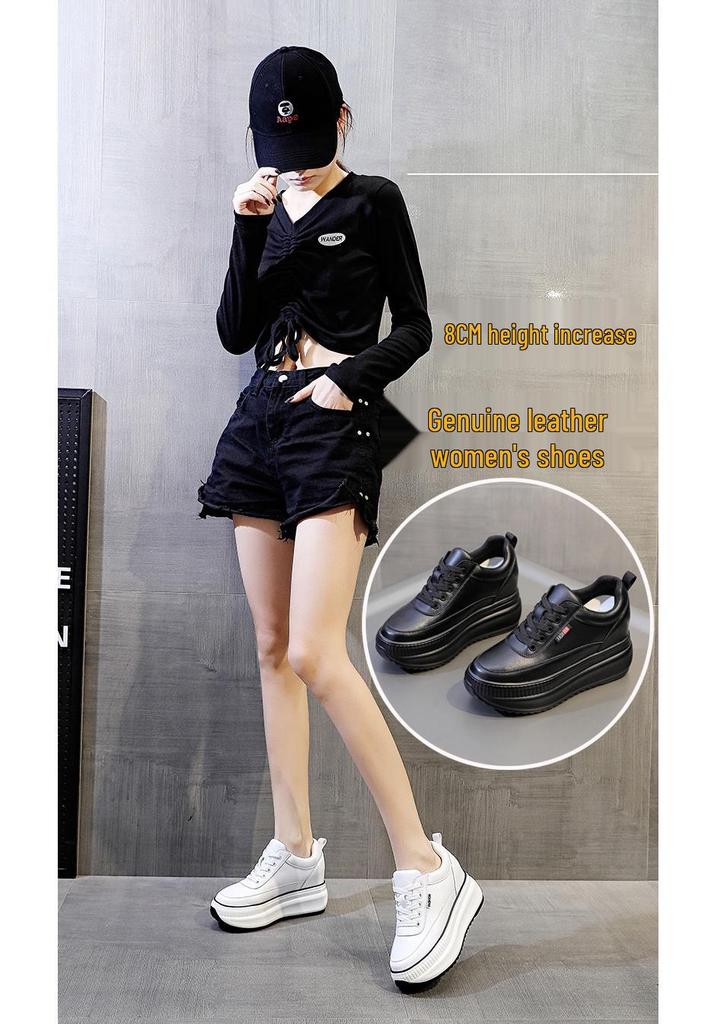 2026 Women's Wedge Platform Thick Sole Casual Shoes - Height-Boosting, All-Season White Flats with Extra Velvet