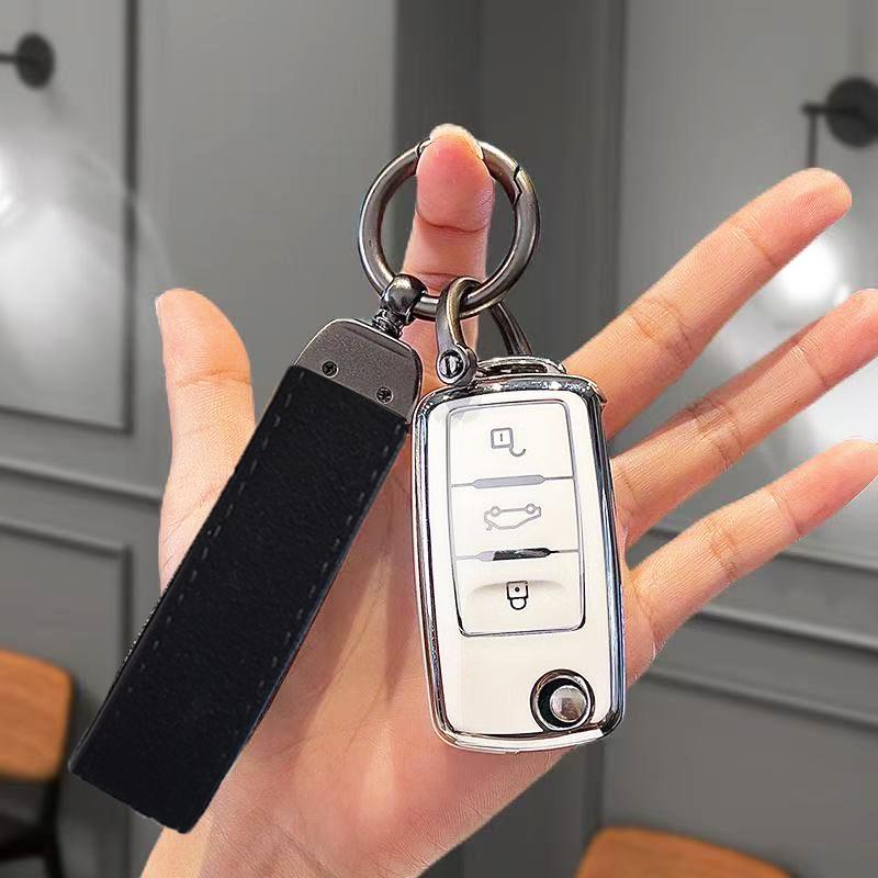 For Volkswagen Vw Skoda Octavia Seat Leon Altea Polo Golf Passat Tiguan Beetle Caddy T5 Up Eos Car Key Case Cover Keychain