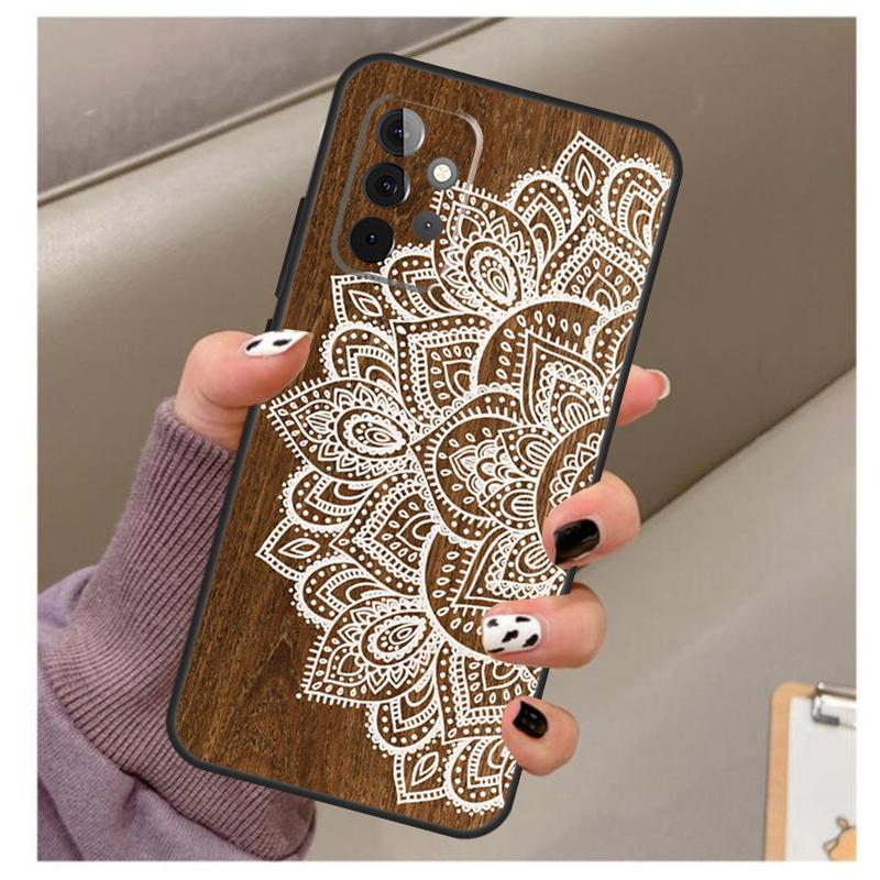 Mandala Floral Holz Weiche Hülle Für Samsung Galaxy A32 A52 A72 A12 A42 A40 A50 A70 A03S A21S A52S A71 A51 Abdeckung