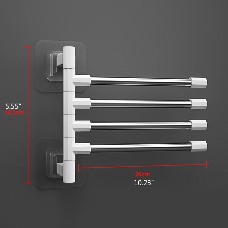 Wall Mounted Towel Bar Swivel Towel Rack Stainless Steel Towel Hanger 180° Rotation Space Saving Towel Rack for Bathroom