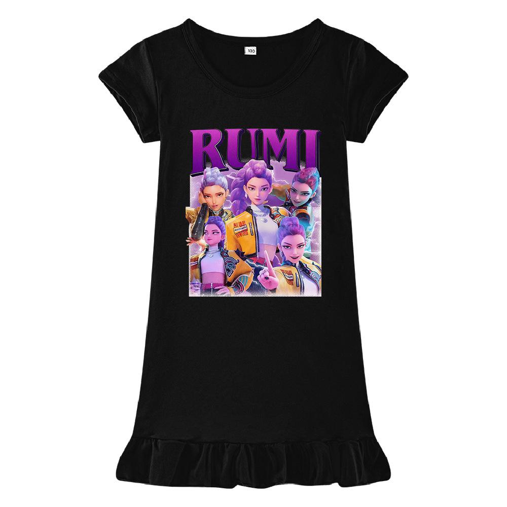 Hot Selling Kpop Witch Hunting Girl Group Print Girls Dress Ice Silk Nightdress 5971