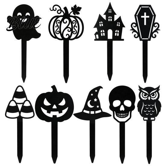 Witch Hat Flower Pot Decor 5Pcs Halloween Planter Stakes, Acrylic Garden Sign for Outdoor Yard Lawn Backyard, Unique Gifts Gardeners Ghost House Black
