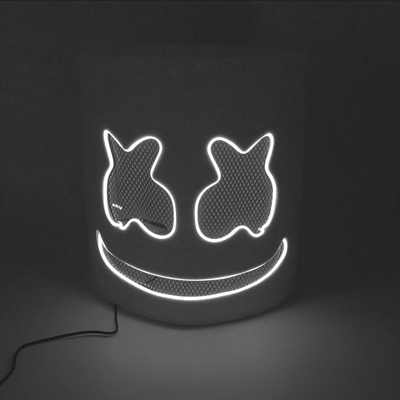 Máscara Marshmello DJ Brillante Hip Hop Baile Bar Discoteca Espectáculo Accesorios DIY LED Marshmallow Cos Máscara Diy Hombres DJ Disco Máscara Disfraz