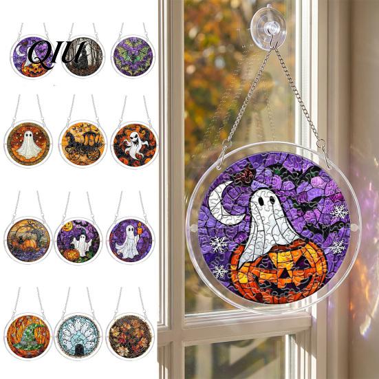 Comfortable Hand Feel Puzzle Halloween Acrylic Suncatcher Window Hanging,7.87 Inch Sun Catcher Adult Activity Decoration Ornament, Ideal for