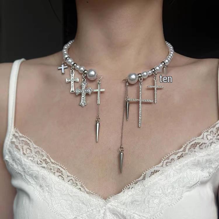 Y2K Spicy Girl Dark Star Leather Choker Necklace - Pure Desire Clavicle Chain