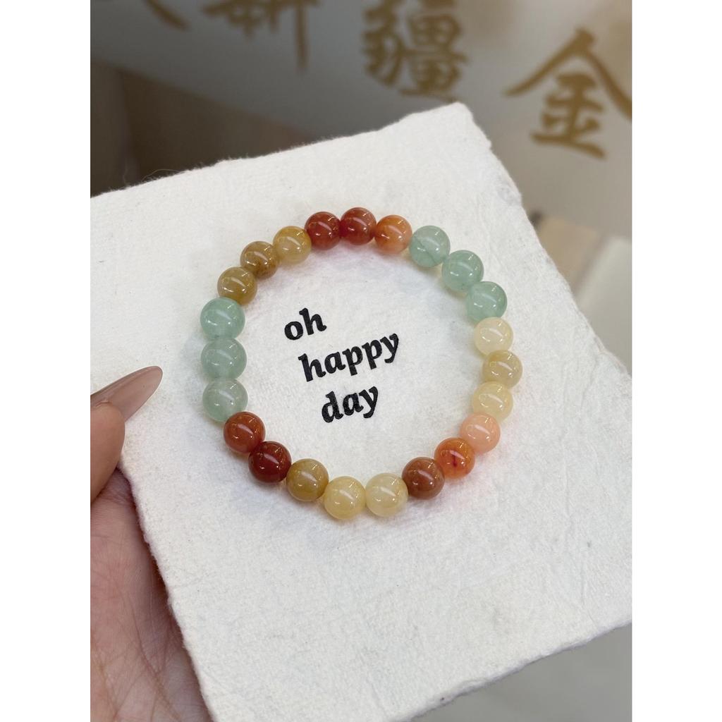 Multi Styles Natural Crystal Beaded Bracelets, Handmade Gemstone Stretch Bracelet for Women