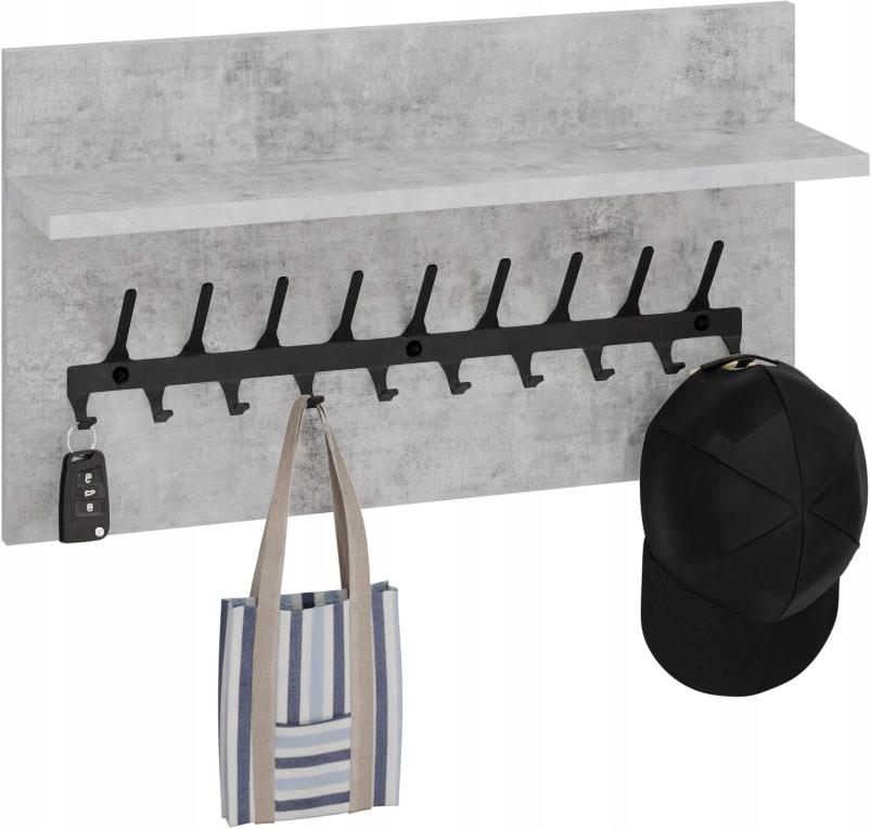 Wieszak Na Ubrania Loft 70 Cm - Czarny + Beton Jasny, Solidny I Stylowy