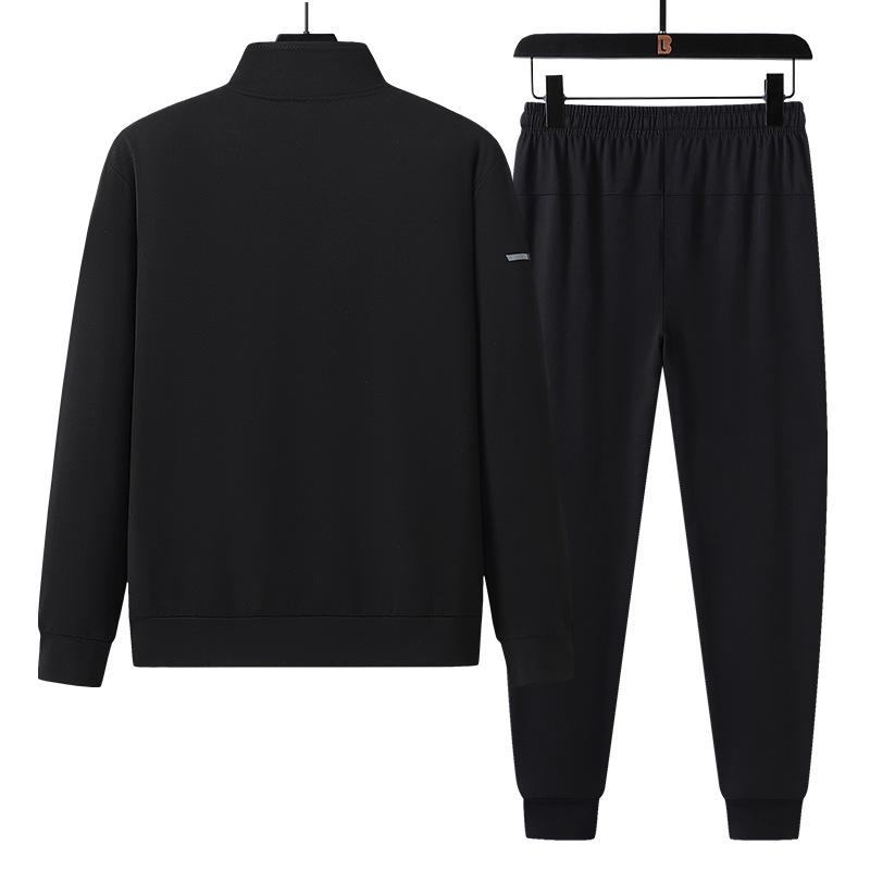 Men's Plus Size Stand Collar Jacket & Long Pants Sports Set