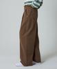 Unknown Planet Side-Belted Double-Pleat Wide Chino Pants Brown