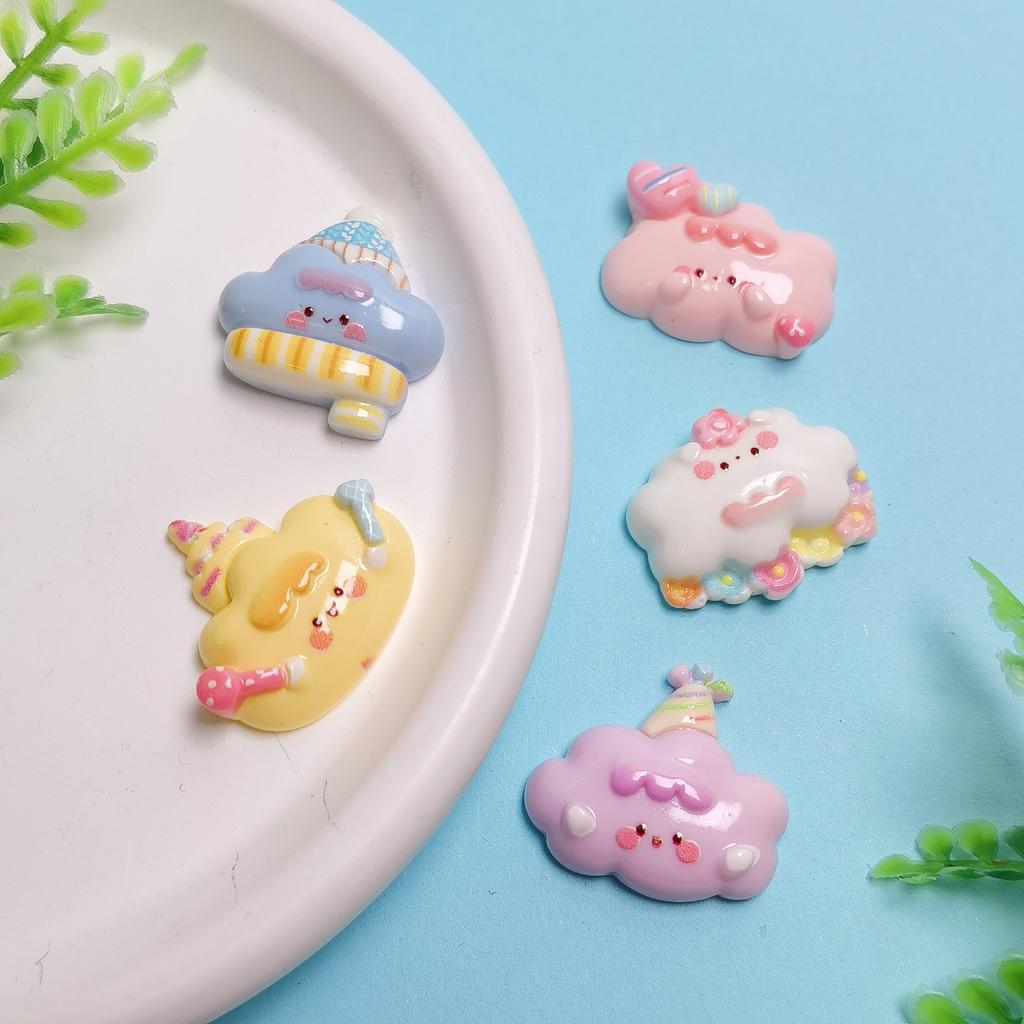 100PCS Cute Clouds Miniature Flat Back Resin Cabochons for Hairpin Scrapbooking DIY Home Decor Craft Accessories