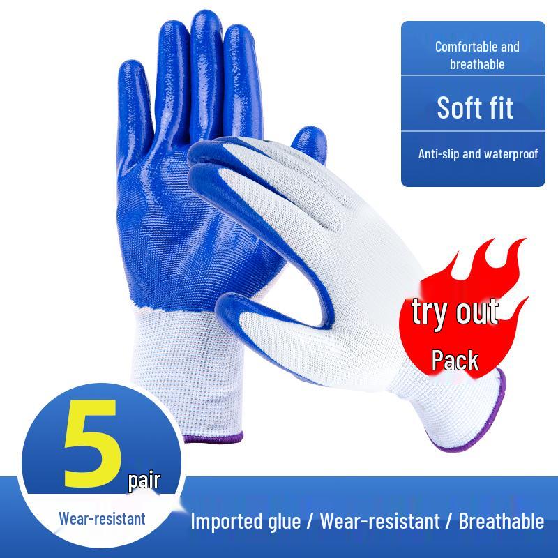 Durable Waterproof Anti-Slip Latex Work Gloves for Construction