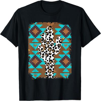 Funny Leopard Cactus Serape Cactus Design T-Shirt