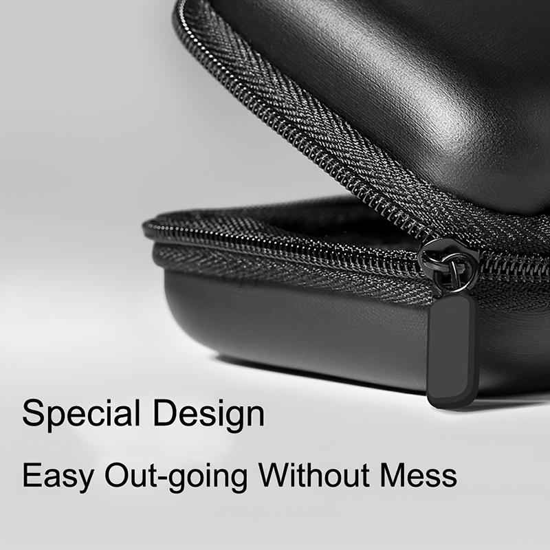 Luxuriöse kleine Aufbewahrungstasche mit Reißverschluss Mini Reise Kopfhörer Stoßfestes Etui Einfarbig Headset Schutzhülle Datenkabel Organizer Box