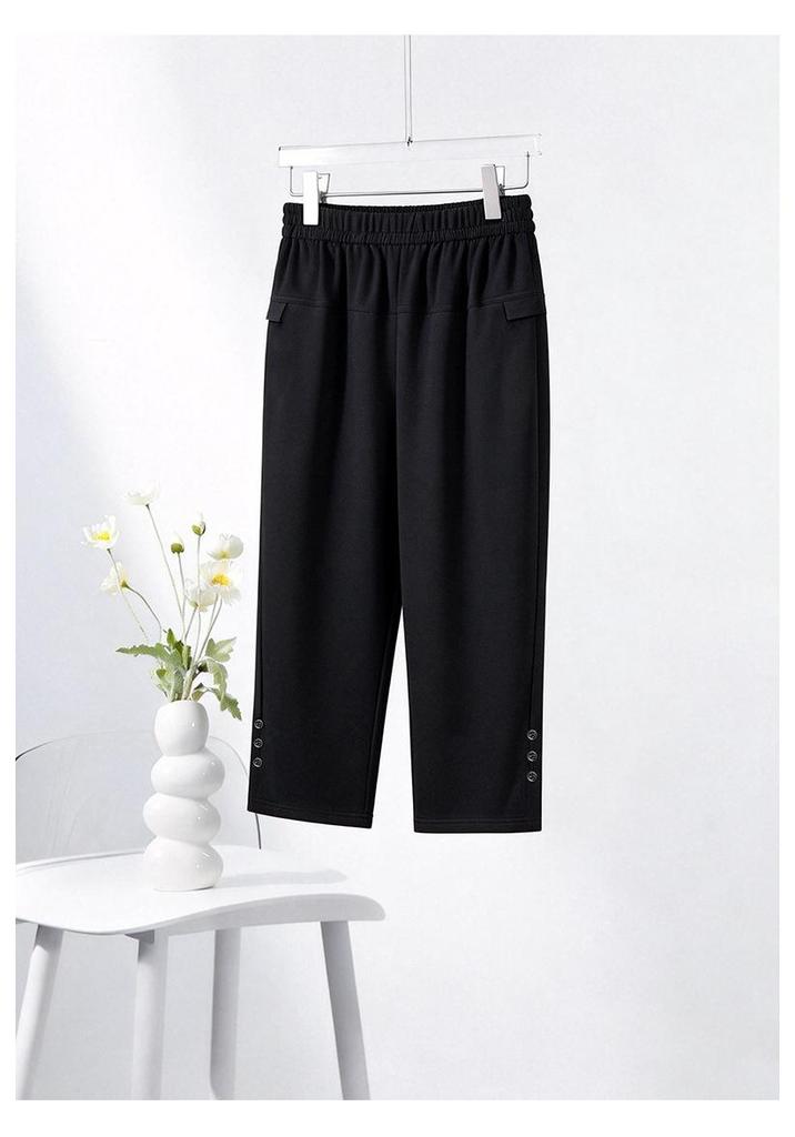 Plus Size Women's High-Waist Slimming Cropped Pants - Casual Summer 2026 Edition