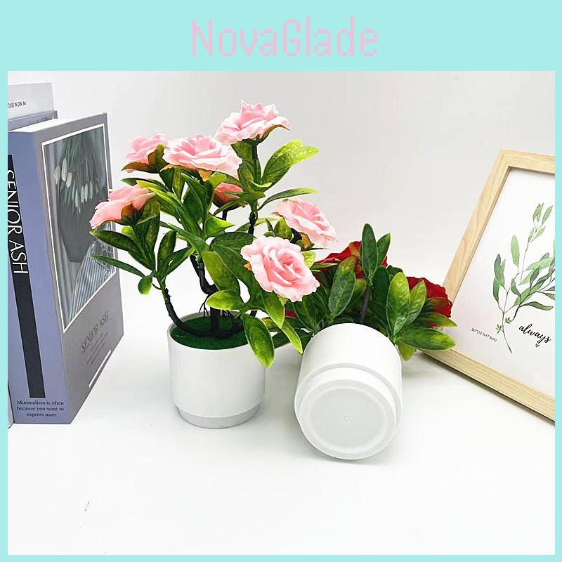 Romantic Rose Bonsai Artificial Plant For Valentines Day Gift And Indoor Decoration With Durable Material
