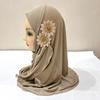 Ethnic-Style Patterns Girls Prayer Hat Turban Solid Flowers Head Wrap Gift Children Hijab  Girls