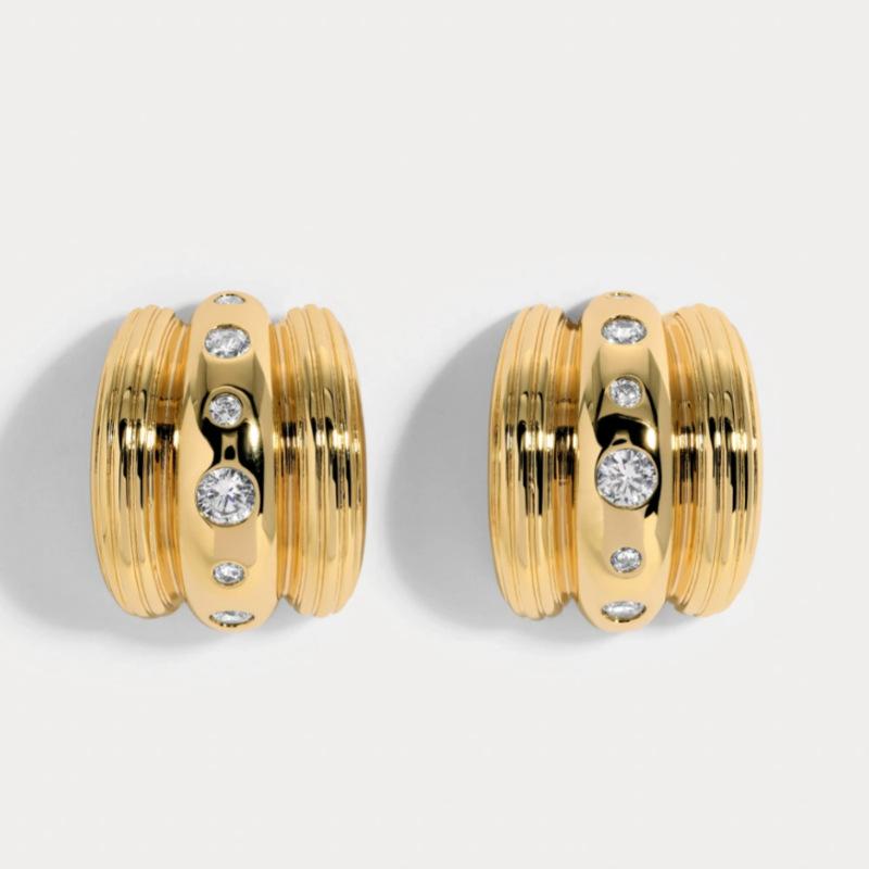 Premium Metal Simple C-Shaped Micro-Set Diamond S925 Silver Needle Earrings Stylish And Simple Must Enter Earrings