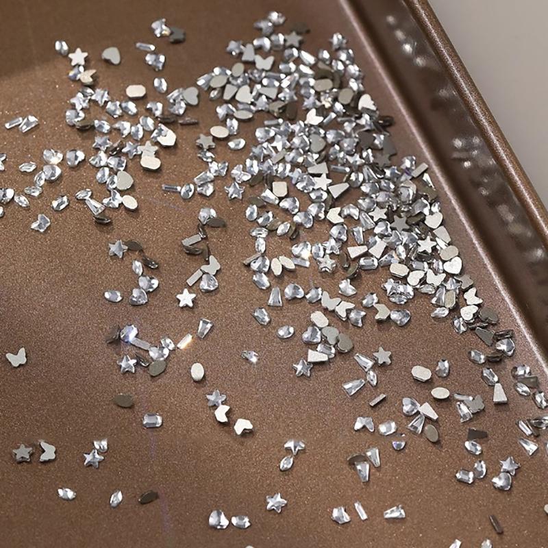 50Pcs Mini Shaped Crystal Diamond Nail Decorations Flat Bottomed Rhinestone Mixed Color Glass Gemstone Diy Manicure Accessory